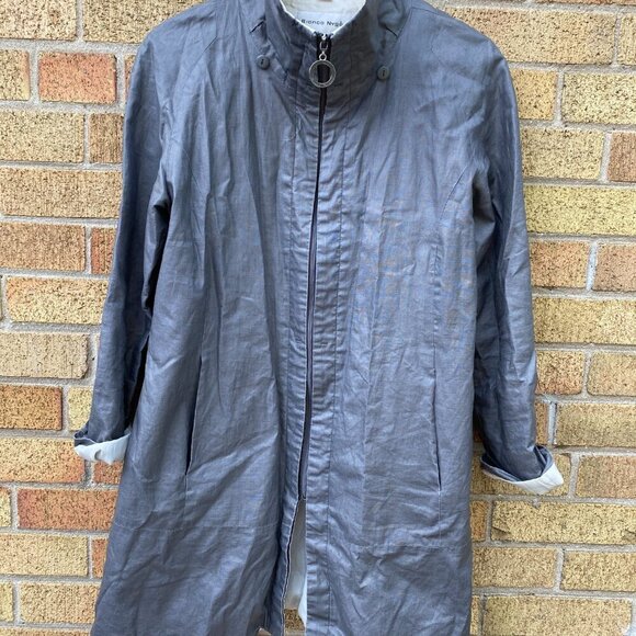 Vintage 1998 Bianca Nygord Linen Shell Designer Jacket Gray - Picture 10 of 14